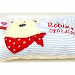 Namenskissen Taufkissen Kuschelkissen Kindergartenkissen Geburtsgeschenk  Bär Eisbär