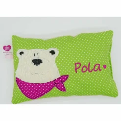 Namenskissen Taufkissen Kuschelkissen Kindergartenkissen Geburtsgeschenk  Bär Eisbär