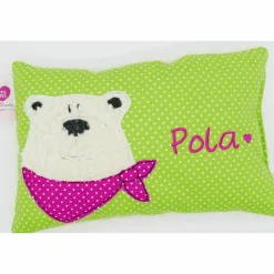 Namenskissen Taufkissen Kuschelkissen Kindergartenkissen Geburtsgeschenk  Bär Eisbär