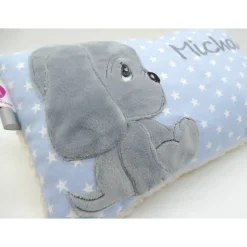 Namenskissen Taufkissen Kuschelkissen Kindergartenkissen Geburtsgeschenk Kuschliger Hundewelpe Peppo