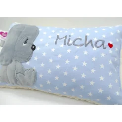 Namenskissen Taufkissen Kuschelkissen Kindergartenkissen Geburtsgeschenk Kuschliger Hundewelpe Peppo