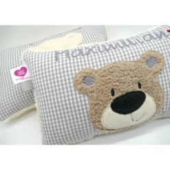 Namenskissen Taufkissen Kuschelkissen Kindergartenkissen Geburtsgeschenk  Bär Teddybär Kuschelbär