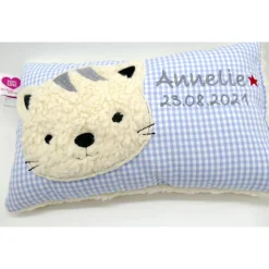 Namenskissen Taufkissen Kuschelkissen Kindergartenkissen Geburtsgeschenk  Schmusekissen Katze Kätzchen