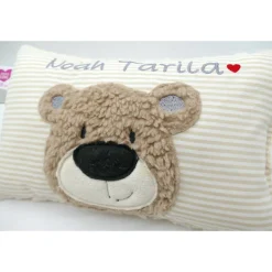 Namenskissen Taufkissen Kuschelkissen Kindergartenkissen Geburtsgeschenk  Bär Teddybär Kuschelbär