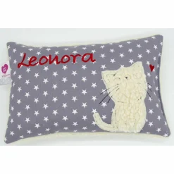 Namenskissen Taufkissen Kuschelkissen Kindergartenkissen Geburtsgeschenk  Schmusekissen Katze Kätzchen