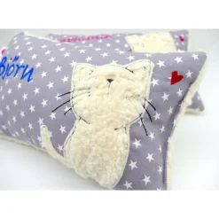 Namenskissen Taufkissen Kuschelkissen Kindergartenkissen Geburtsgeschenk  Schmusekissen Katze Kätzchen