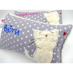 Namenskissen Taufkissen Kuschelkissen Kindergartenkissen Geburtsgeschenk  Schmusekissen Katze Kätzchen