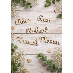Namensschild Holz Platzkarte personalisiert | Tischkarte mit Name | Holz Schriftzug Deko Taufe Geburtstag Hochzeit