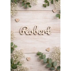 Namensschild Holz Platzkarte personalisiert | Tischkarte mit Name | Holz Schriftzug Deko Taufe Geburtstag Hochzeit