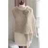 Neue Farbe!Braut Stola,Hochzeit,milchcafe creme,Tuch,Alpaka,Seide! Schal, gestrickt!