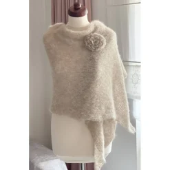 Neue Farbe!Braut Stola,Hochzeit,milchcafe creme,Tuch,Alpaka,Seide! Schal, gestrickt!