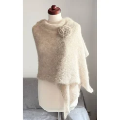 Neue Farbe!Braut Stola,Hochzeit,milchcafe creme,Tuch,Alpaka,Seide! Schal, gestrickt!