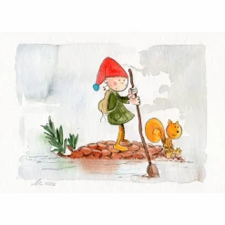 niedliche Grußkarte "kleiner Wichtel", Faltkarte für Kinder, Original Illustration