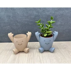 Niedlicher 3D-Blumentopf mit Gesicht | Lustige Pflanztopf-Figur für Sukkulenten | Fensterbank & Wohnzimmer Deko | Perfek