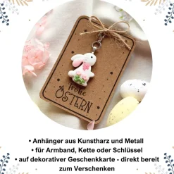 Niedlicher Hasen Anhänger mit Geschenkkarte – Perfekte Kleinigkeit fürs Osternest