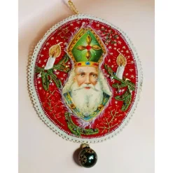 Nikolaus- und Weihnachtsdekoration als Kunst zum Aufhängen mit Stickereien und Verzierungen. Handgemacht und besonders!