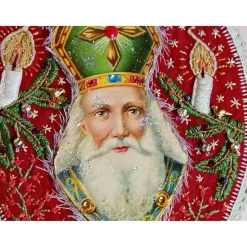 Nikolaus- und Weihnachtsdekoration als Kunst zum Aufhängen mit Stickereien und Verzierungen. Handgemacht und besonders!