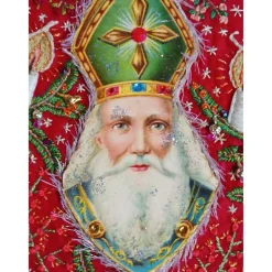 Nikolaus- und Weihnachtsdekoration als Kunst zum Aufhängen mit Stickereien und Verzierungen. Handgemacht und besonders!