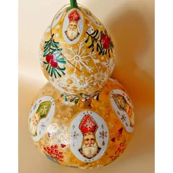 Nikolaus- und Weihnachtsdekoration im Vintage Stil: handbemalte Kunst-Kürbisse mit weihnachtlichen Motiven