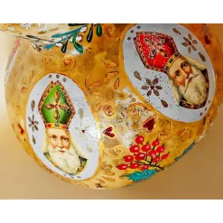 Nikolaus- und Weihnachtsdekoration im Vintage Stil: handbemalte Kunst-Kürbisse mit weihnachtlichen Motiven