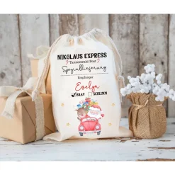 Nikolaussack mit Name personalisiert, Weihnachtssäckchen für Geschenke, Nikolausgeschenk, Nikolausbeutel Weihnachten
