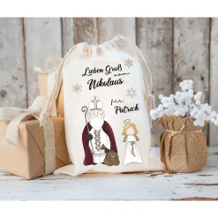 Nikolaussack, Weihnachtssäckchen personalisiert mit Name, Nikolausgeschenk, Tasche, Nikolausbeutel Weihnachten
