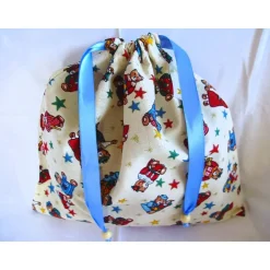 Nikolaussäckchen in beige mit schönen Teddybärmotiven genäht von Hobbyhaus