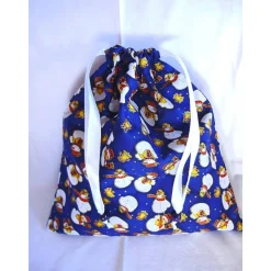 Nikolaussäckchen in blau mit Schneemannmotiven genäht von Hobbyhaus