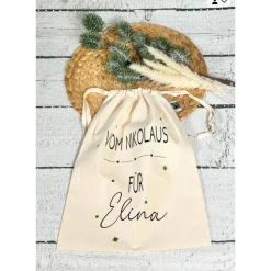 Nikolaussäckchen Säckchen VOM NIKOLAUS personalisiert Baumwollsack Weihnachtssack Geschenkesäckchen