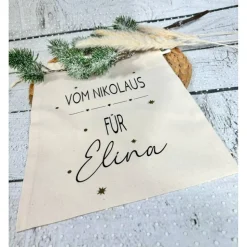 Nikolaussäckchen Säckchen VOM NIKOLAUS personalisiert Baumwollsack Weihnachtssack Geschenkesäckchen