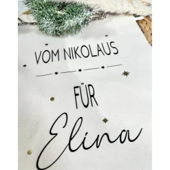 Nikolaussäckchen Säckchen VOM NIKOLAUS personalisiert Baumwollsack Weihnachtssack Geschenkesäckchen