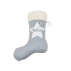 Nikolausstiefel / Nikolausstrumpf / Nikolaussocke kariert mit Namen personalisiert