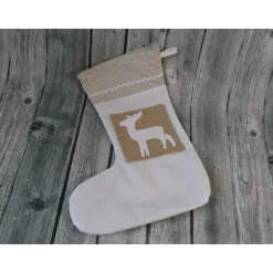 Nikolausstiefel aus Baumwolle & Jute mit Namen – Personalisierter Weihnachtsstrumpf für Geschenke