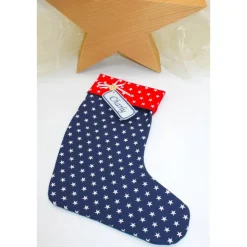 Nikolausstiefel dunkelblau rot Sterne mit Namen personalisiert / Stiefel Nikolaus Stoff / Nikolaussocke