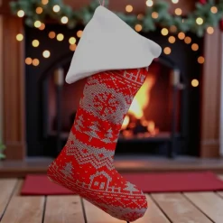 Nikolausstiefel, Kaminsocke mit Norweger Muster Print