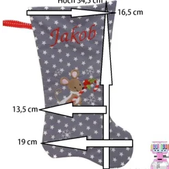 Nikolausstiefel mit Name Hannes bestickt