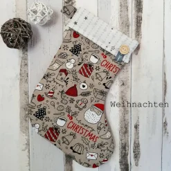 Nikolausstiefel mit Namen – Weihnachtsstiefel zum Befüllen | Personalisiertes Nikolaus Geschenk Handmade | Weihnachtsdek