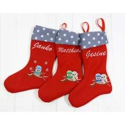 Nikolausstiefel mit Namen und Eulenstickerei, Nikolausstrumpf, Nikolausstiefel personalisiert