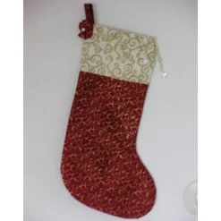 Nikolausstiefel mit Perlenhänger in weinrot/beige genäht von Hobbyhaus