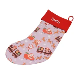 Nikolausstiefel Nikolaus mit Schlitten & Namen - Nikolaussocke personalisiert - Geschenk zum Nikolaus Weihnachststiefel