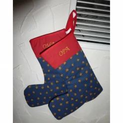 Nikolausstiefel OMA, goldfarben bestickt und gefüttert, Weihnachtsdeko