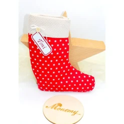 Nikolausstiefel rot beige Sterne mit  Namen personalisiert / Nikolaus Socke / Stiefel / Strumpf aus Stoff