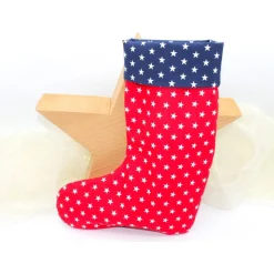 Nikolausstiefel rot beige Sterne mit  Namen personalisiert / Nikolaus Socke / Stiefel / Strumpf aus Stoff