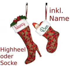 Nikolausstiefel Weihnachtssocke Highheel personalisiert Weihnachtsstern