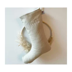 Nikolausstrumpf aus Leinen / Nikolausstiefel / Nikolaussocke zum Befüllen, gefüttert, mit Namen personalisiert