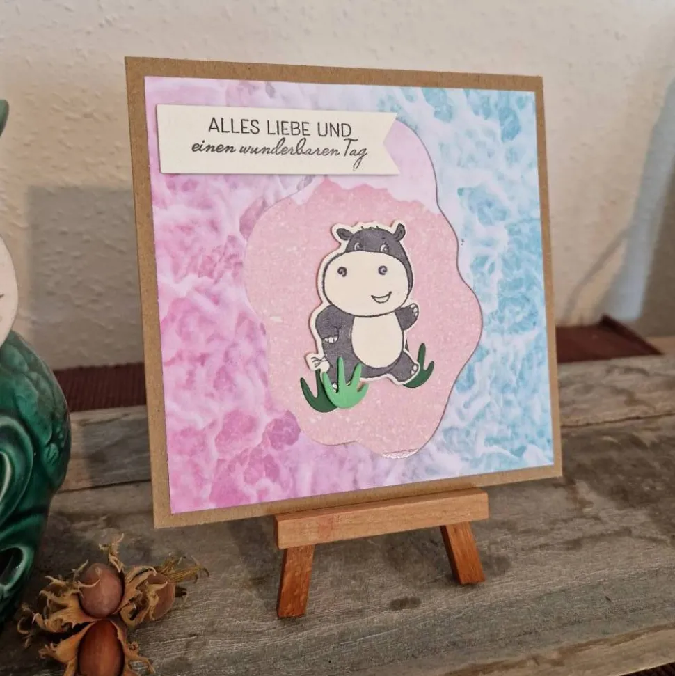 Nilpferd - Geburtstagskarte - Alles Liebe und einen wunderbaren Tag