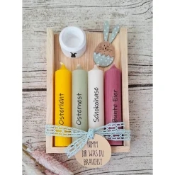 "Nimm dir was du brauchst" Kerzenbox Ostern ~ Stabkerzen Geschenkset ~ Deko Kerzen