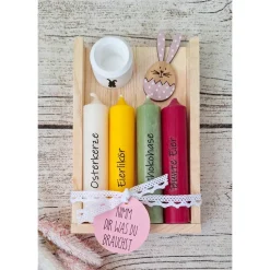 "Nimm dir was du brauchst" Kerzenbox Ostern ~ Stabkerzen Geschenkset ~ Deko Kerzen