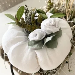Nostalgie Kürbis aus weißem Leinen Herbstdeko im Landhausstil