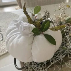 Nostalgie Kürbis aus weißem Leinen Herbstdeko im Landhausstil
